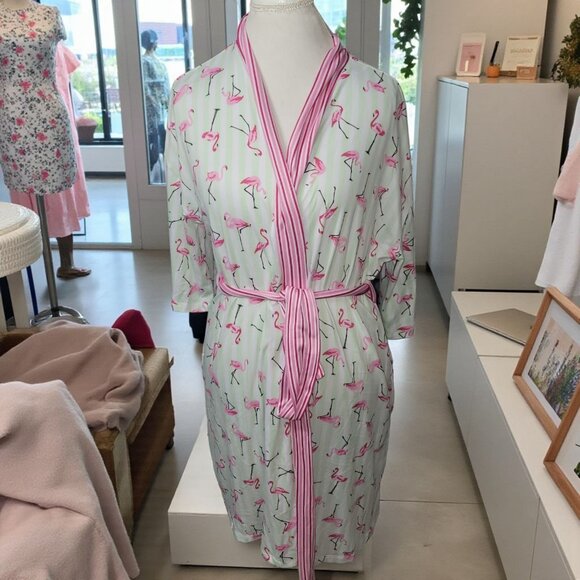 Cactus Pearl Robe Flamingos Striped Soft Size L - Picture 3 of 7